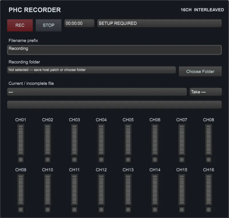 PHC Recorder 16-channel interleaved recording interface