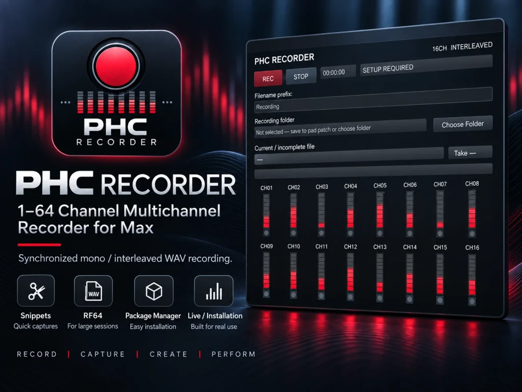 PHC Recorder product overview with recording interface, features, and multichannel controls